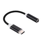 USB-C / Type-C Male to 3.5mm Female Weave Texture Audio Adapter, Length: about 10cm(Black)