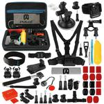 PULUZ 53 in 1 Accessories Total Ultimate Combo Kits with EVA Case (Chest Strap + Suction Cup Mount + 3-Way Pivot Arms + J-Hook Buckle + Wrist Strap + Helmet Strap + Extendable Monopod + Surface Mounts + Tripod Adapters + Storage Bag + Handlebar Mount) for GoPro Hero11 Black / HERO10 Black / GoPro HERO9 Black / HERO8 Black / HERO7 /6 /5 /5 Session /4 Session /4 /3+ /3 /2 /1, DJI Osmo Action and Other Action Cameras