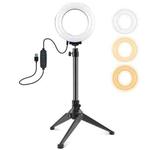 PULUZ 4.7 inch 12cm USB 3 Modes Dimmable LED Ring Vlogging Photography Video Lights + Desktop Tripod Holder with Cold Shoe Tripod Ball Head