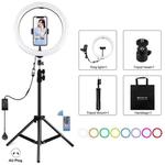 PULUZ 11.8 inch 30cm RGB Light 1.1m Tripod Mount Dimmable LED Ring Vlogging Selfie Photography Video Lights Live Broadcast Kits with Cold Shoe Tripod Ball Head & Phone Clamp(AU Plug)