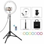 PULUZ 11.8 inch 30cm RGBW Light + 1.65m Mount Curved Surface RGBW Dimmable LED Ring Selfie Vlogging Light  Live Broadcast Kits with Cold Shoe Tripod Adapter & Phone Clamp & Remote Control(Black)