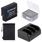 PULUZ 4 in 1 AHDBT-501 3.85V 1220mAh Battery + AHDBT-501 3-channel Battery Charger +  Mesh Storage Bag + Battery Storage Box Kits for GoPro HERO7 /6 /5