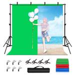 PULUZ 2x2m Photo Studio Background Support Stand Backdrop Crossbar Bracket Kit with Red / Blue / Green Backdrops