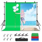 PULUZ 2.9x2m Photo Studio Background Support Stand Backdrop Crossbar Bracket Kit with Red / Blue / Green Polyester Backdrops