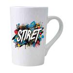 Alphabet Printed Conical White Ceramics Mug Water Cup Print On Your Demand