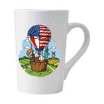 Balloon Printed Conical White Ceramics Mug Water Cup Print On Your Demand
