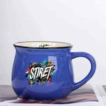 Alphabet Printed Ceramics Big Belly Mug Water Cup Print On Your Demand (Dark Blue)