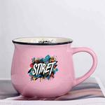 Alphabet Printed Ceramics Big Belly Mug Water Cup Print On Your Demand (Pink)