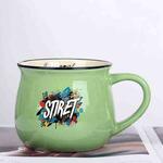 Alphabet Printed Ceramics Big Belly Mug Water Cup Print On Your Demand (Green)