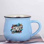 Alphabet Printed Ceramics Big Belly Mug Water Cup Print On Your Demand (Sky Blue)