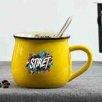 Alphabet Printed Ceramics Big Belly Mug Water Cup Print On Your Demand (Yellow)