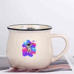 Astronaut Printed Ceramics Big Belly Mug Water Cup Print On Your Demand (Beige White)