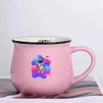 Astronaut Printed Ceramics Big Belly Mug Water Cup Print On Your Demand (Pink)