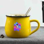 Astronaut Printed Ceramics Big Belly Mug Water Cup Print On Your Demand (Yellow)