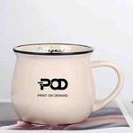 POD Printed Ceramics Big Belly Mug Water Cup Print On Your Demand (Beige White)