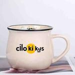 Cilokikus Printed Ceramics Big Belly Mug Water Cup Print On Your Demand (Beige White)