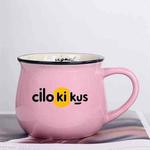 Cilokikus Printed Ceramics Big Belly Mug Water Cup Print On Your Demand (Pink)