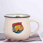 Car Printed Ceramics Big Belly Mug Water Cup Print On Your Demand (Beige White)