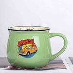 Car Printed Ceramics Big Belly Mug Water Cup Print On Your Demand (Green)