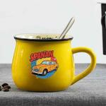 Car Printed Ceramics Big Belly Mug Water Cup Print On Your Demand (Yellow)
