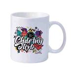 Graffiti Printed Simple White Ceramics Milk Mug Water Cup Print On Your Demand