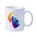 Moon Wolf Printed Simple White Ceramics Milk Mug Water Cup Print On Your Demand