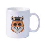 Gentleman Fox Printed Simple White Ceramics Milk Mug Water Cup Print On Your Demand