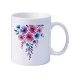Watercolor Flowers Printed Simple White Ceramics Milk Mug Water Cup Print On Your Demand