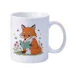 Reading Fox Printed Simple White Ceramics Milk Mug Water Cup Print On Your Demand