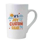JOY CUSTOM Printed Conical White Ceramics Mug Water Cup Print On Your Demand