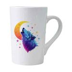 Moon Wolf Printed Conical White Ceramics Mug Water Cup Print On Your Demand