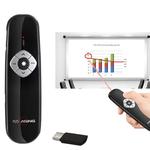 ASiNG A800 USB Charging 2.4GHz Wireless Presenter PowerPoint Clicker Representation Remote Control Pointer, Control Distance: 100m(Black)