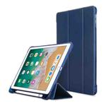 Litchi Texture Flip Leather Case for iPad 9.7(2017) / 9.7(2018)/ Air2 / Air, with Three-folding Holder & Pen Slots(Dark Blue)