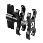 PULUZ Dual Ball Clamp Open Hole Diving Camera Bracket CNC Aluminum Spring Flashlight Clamp for Diving Underwater Photography System(Black)