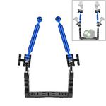 PULUZ Dual Handle Aluminium Tray Stabilizer with 2 x Dual Ball Aluminum Alloy Clamp & 2 x 7 inch Floating Arm for Underwater Camera Housings(Blue)
