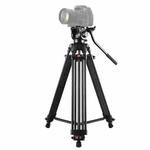 PULUZ Professional Heavy Duty Video Camcorder Aluminum Alloy Tripod with Fluid Drag Head for DSLR / SLR Camera, Adjustable Height: 80-160cm(Black)