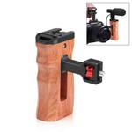 PULUZ 1/4 inch Screw Universal Camera Wooden Side Handle with Cold Shoe Mount for Camera Cage Stabilizer(Black)