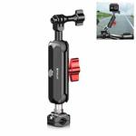 PULUZ Motorcycle Rearview Small Clamp CNC Metal Magic Arm Rod Mount (Black)