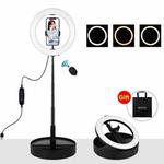 PULUZ 10.2 inch 26cm USB 3 Modes Dimmable Dual Color Temperature LED Curved  Ring Vlogging Selfie Photography Video Lights with Bluetooth Remote Shutter & Folding Desktop Holder & Phone Clamp(Black)