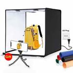 [US Warehouse] PULUZ Photo Studio Light Box Portable 60 x 60 x 60 cm Light Tent LED 5500K White Light Dimmable Mini 36W Photography Studio Tent Kit with 6 Removable Backdrops (Black Orange White Green Blue Red) (US Plug)