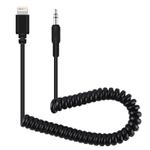 PULUZ 3.5mm TRRS Male to 8 Pin Male Live Microphone Audio Adapter Spring Coiled Cable for iPhone, Cable Stretching to 100cm(Black)