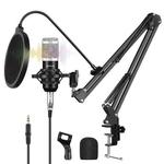 PULUZ Studio Broadcast Professional Singing Microphone Kits with Suspension Scissor Arm & Metal Shock Mount & USB Sound Card(Silver)