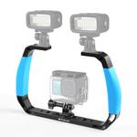 [US Warehouse] PULUZ Dual Silicone Handles Aluminium Alloy Underwater Diving Rig for GoPro, DJI OSMO Action, Insta360 and Other Action Cameras