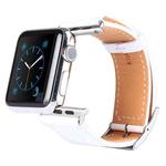 Kakapi for Apple Watch 38mm Metal Buckle Cowhide Leather Watch Band with Connector(White)