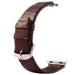 Kakapi for Apple Watch 42mm Crocodile Texture Classic Buckle Genuine Leather Watchband with Connector(Coffee)