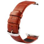 Kakapi for Apple Watch 42mm Crocodile Texture Classic Buckle Genuine Leather Watchband with Connector(Brown)