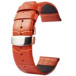 Kakapi for Apple Watch 38mm Crocodile Texture Double Buckle Genuine Leather Watch Band, Only Used in Conjunction with Connectors (S-AW-3291)(Brown)