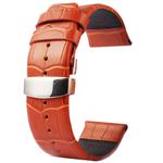 Kakapi for Apple Watch 42mm Crocodile Texture Double Buckle Genuine Leather Watch Band, Only Used in Conjunction with Connectors (S-AW-3293)(Brown)