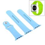 For Apple Watch Series 9&8&7 41mm / SE 3&SE 2&6&SE&5&4 40mm / 3&2&1 38mm 3 in 1 Rubber Watch Band with Pin Buckle(Chrysanthemum Blue)