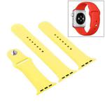 For Apple Watch Series 9&8&7 41mm / SE 3&SE 2&6&SE&5&4 40mm / 3&2&1 38mm 3 in 1 Rubber Watch Band with Pin Buckle (Shiny Yellow)